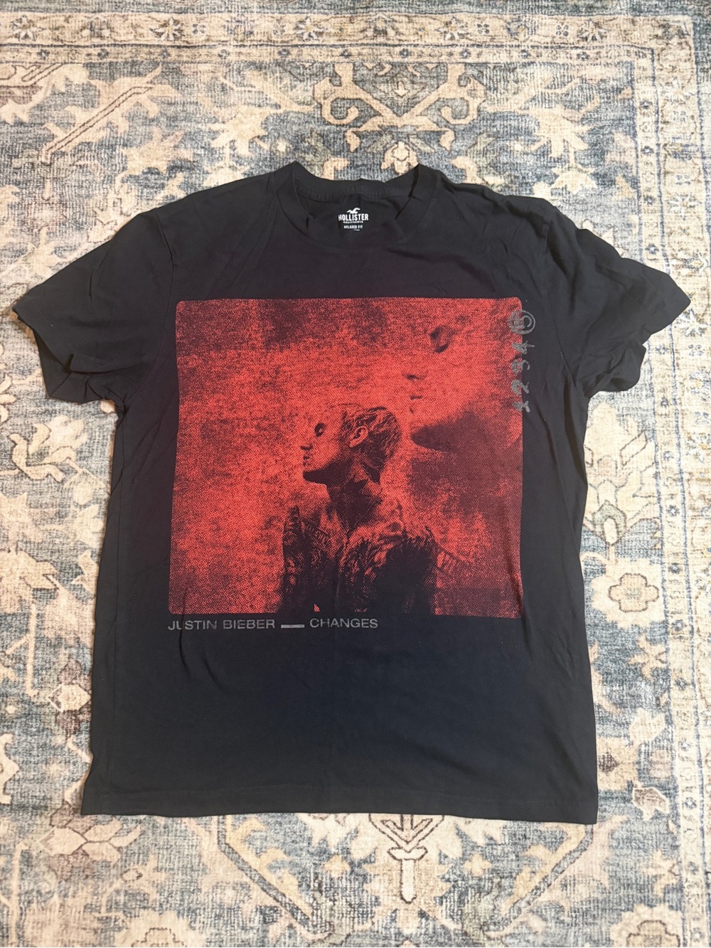 Hollister Black Tee with Red Graphic Justin Bieber 'Changes'
